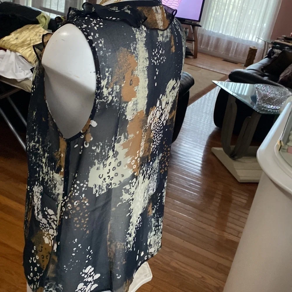 Cabi  Gray & Brown Burst Incandescent Sleeveless Top - Sz M EUC - Picture 9 of 13